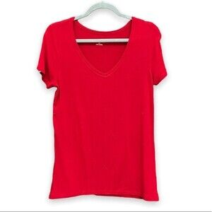 Merona Red V Neck T Shirt Short Sleeve Women's Size Small